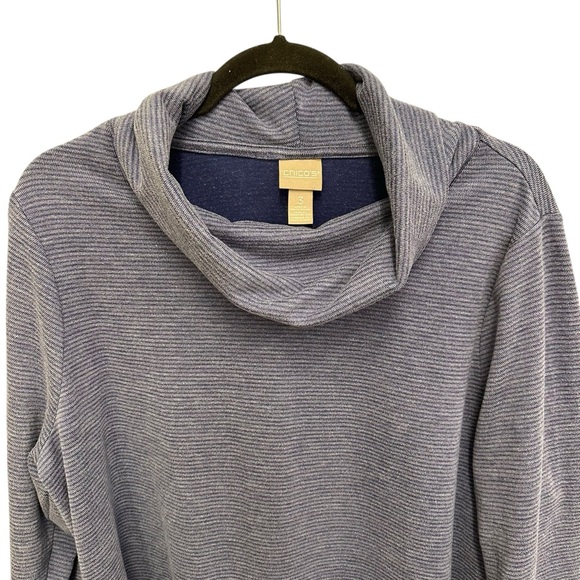 Chico’s super soft blue striped cowl neck pullover sweater Size XL - Picture 2 of 11